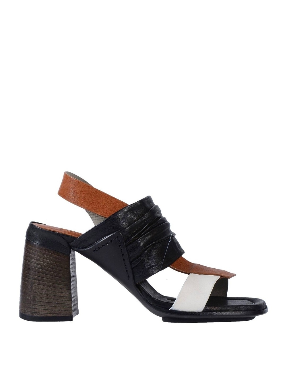 Designer Leather Multi-Color Block Heel Sandals